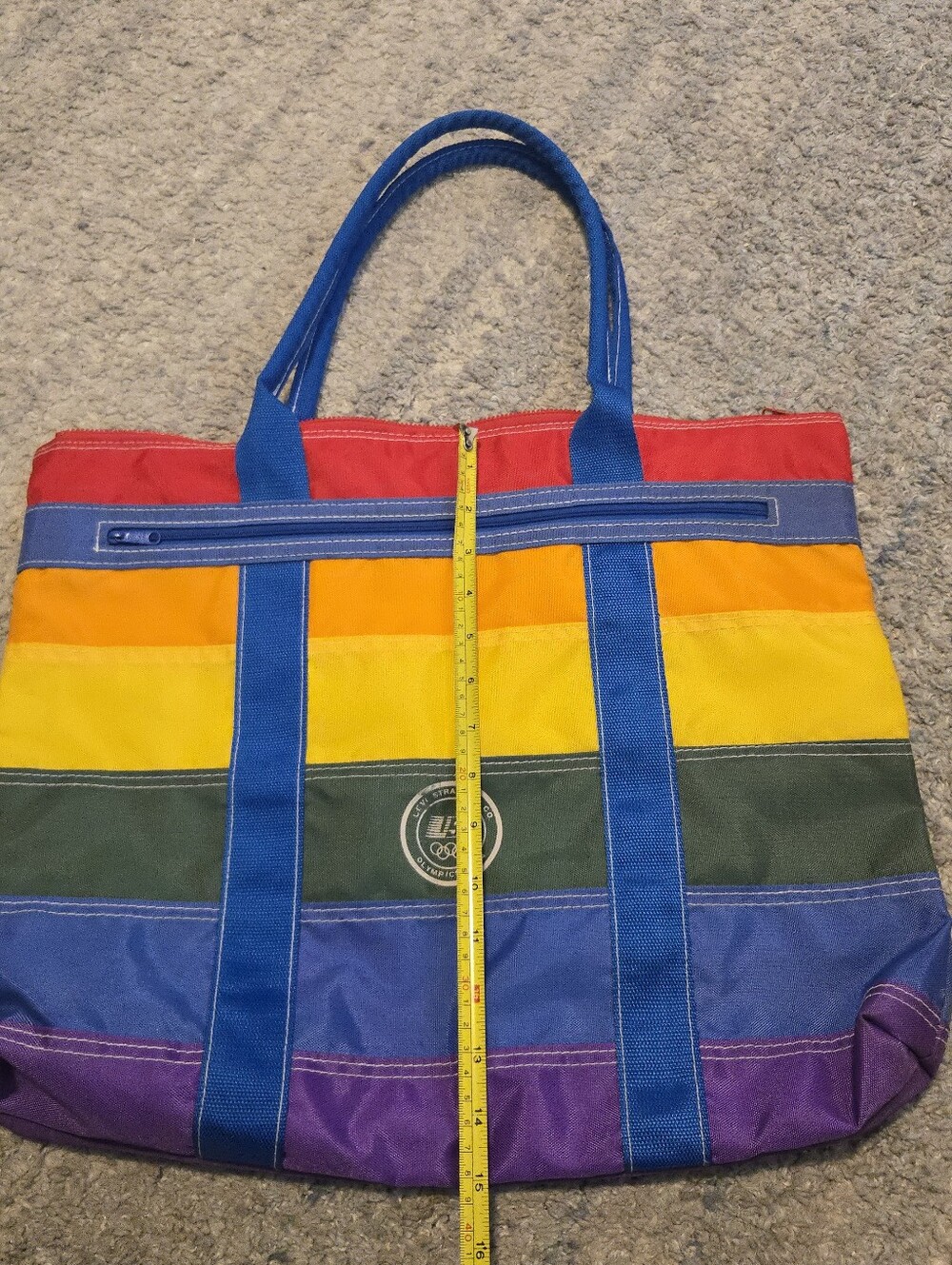 Vintage Levi Strauss 1984 Olympics Rainbow Nylon Zip Tote Bag - Picture 4 of 12